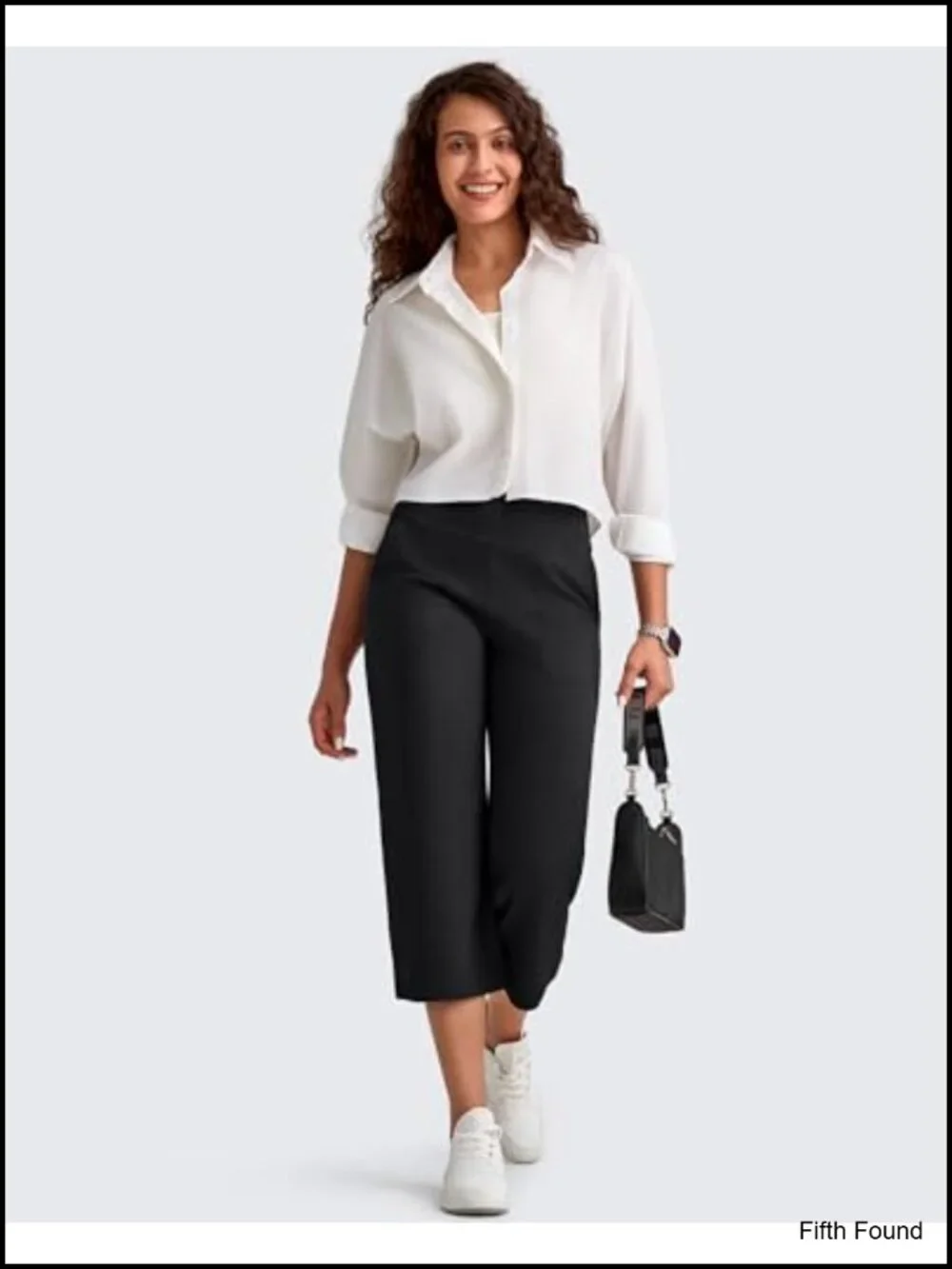 High Waist Wide Leg Capri Yoga Pants with Pockets High Stretch Nylon